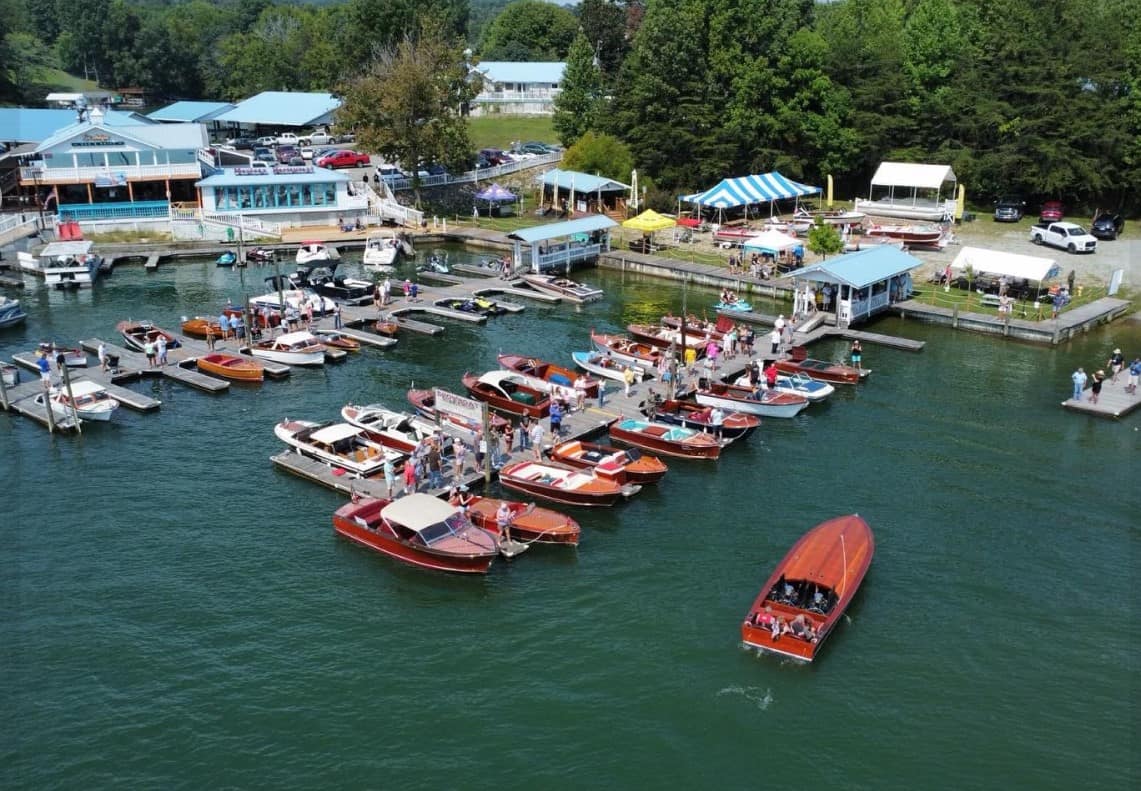 An aerial view of the beach at SML State Park