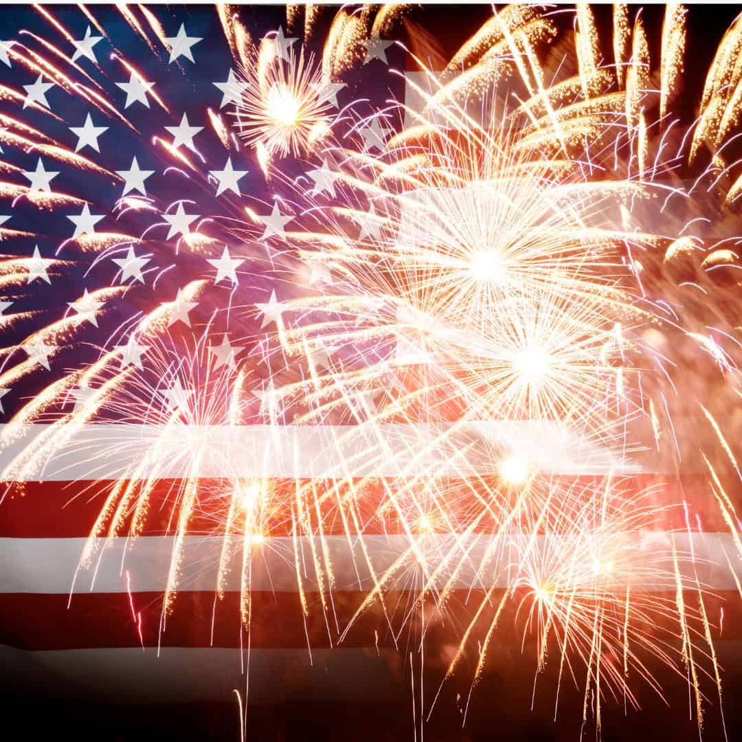 fireworks with American flag