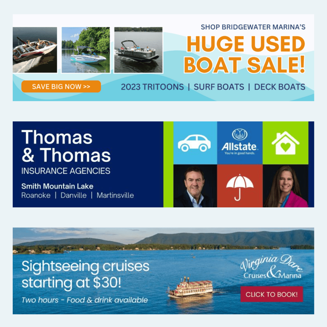 Screenshot showing three examples of banner ads on SML Insiders.