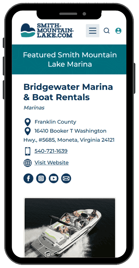mobile phone view of SML business directory listing