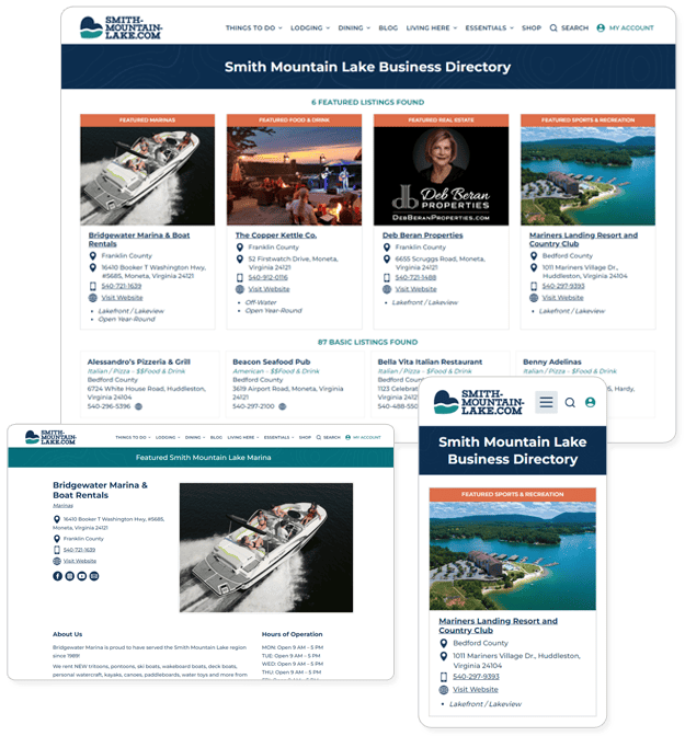 mobile phone view of SML business directory listing